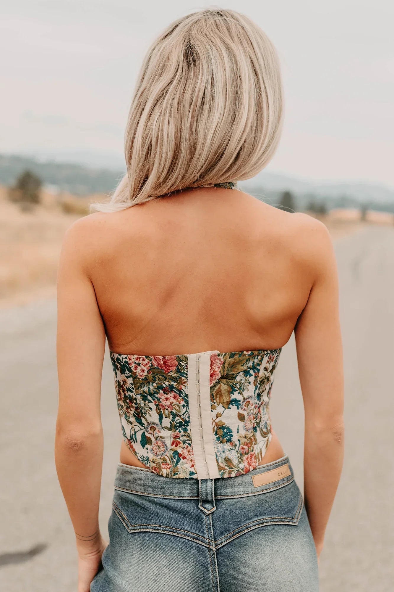 NanaMacs Thrive In Color Floral Halter Crop Top (Multi)