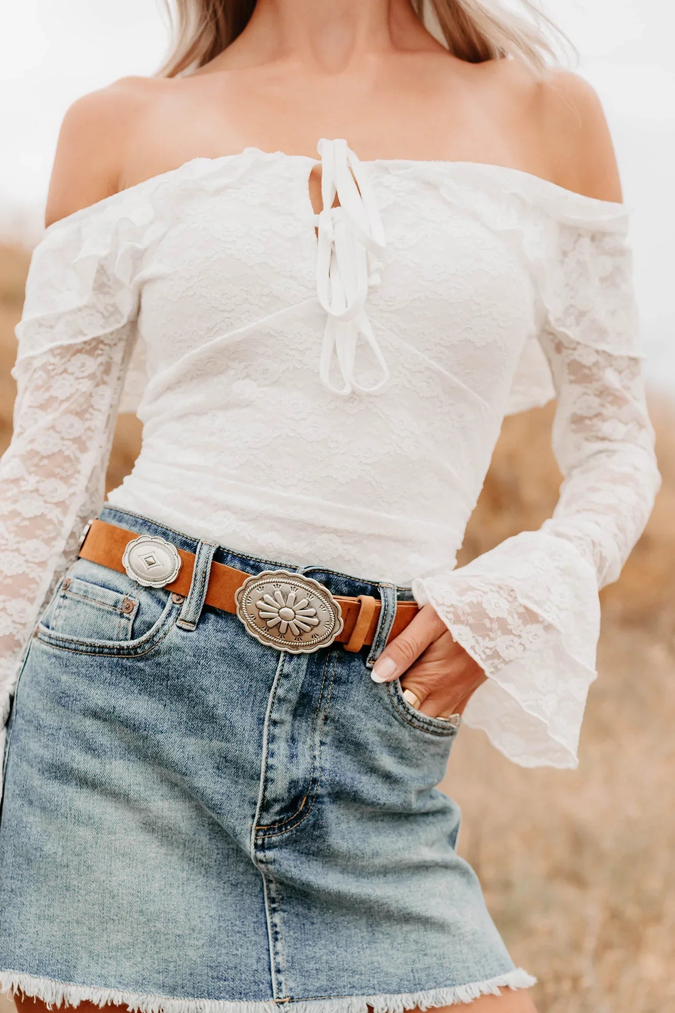 NanaMacs Throne Ready Off The Shoulder Lace Bodysuit (Ivory)