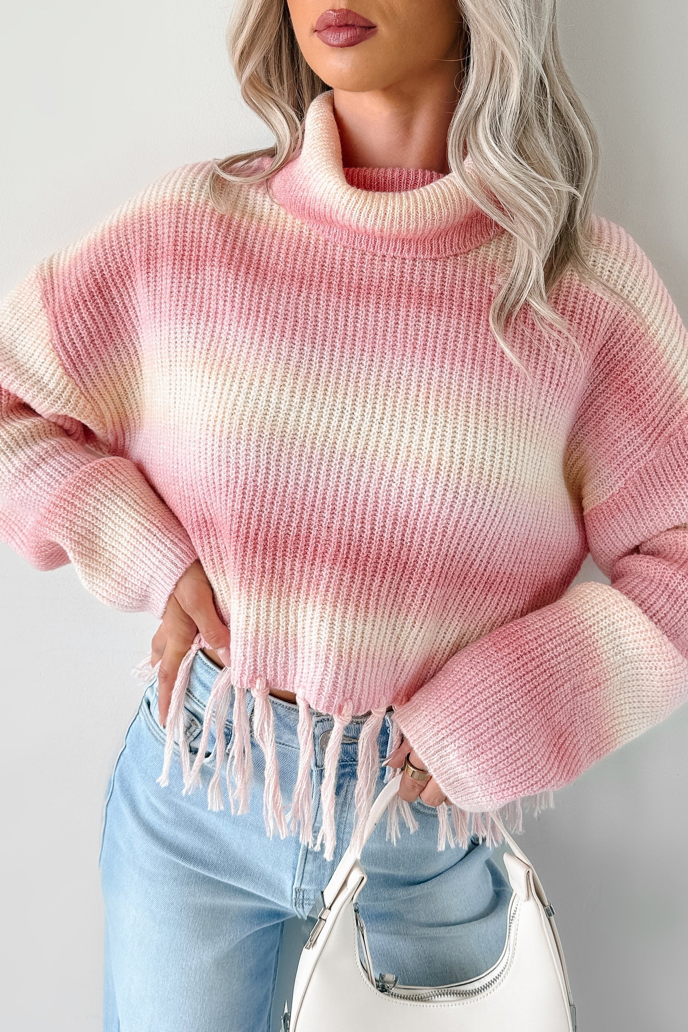 NanaMacs Life In Color Ombre Stripe Tassel Sweater (Pastel Peach)