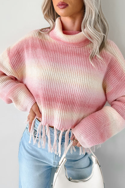 NanaMacs Life In Color Ombre Stripe Tassel Sweater (Pastel Peach)