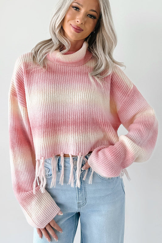 NanaMacs Life In Color Ombre Stripe Tassel Sweater (Pastel Peach)