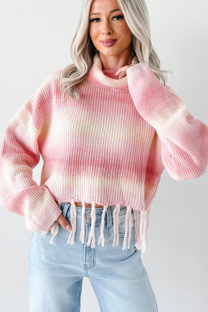 NanaMacs Life In Color Ombre Stripe Tassel Sweater (Pastel Peach)
