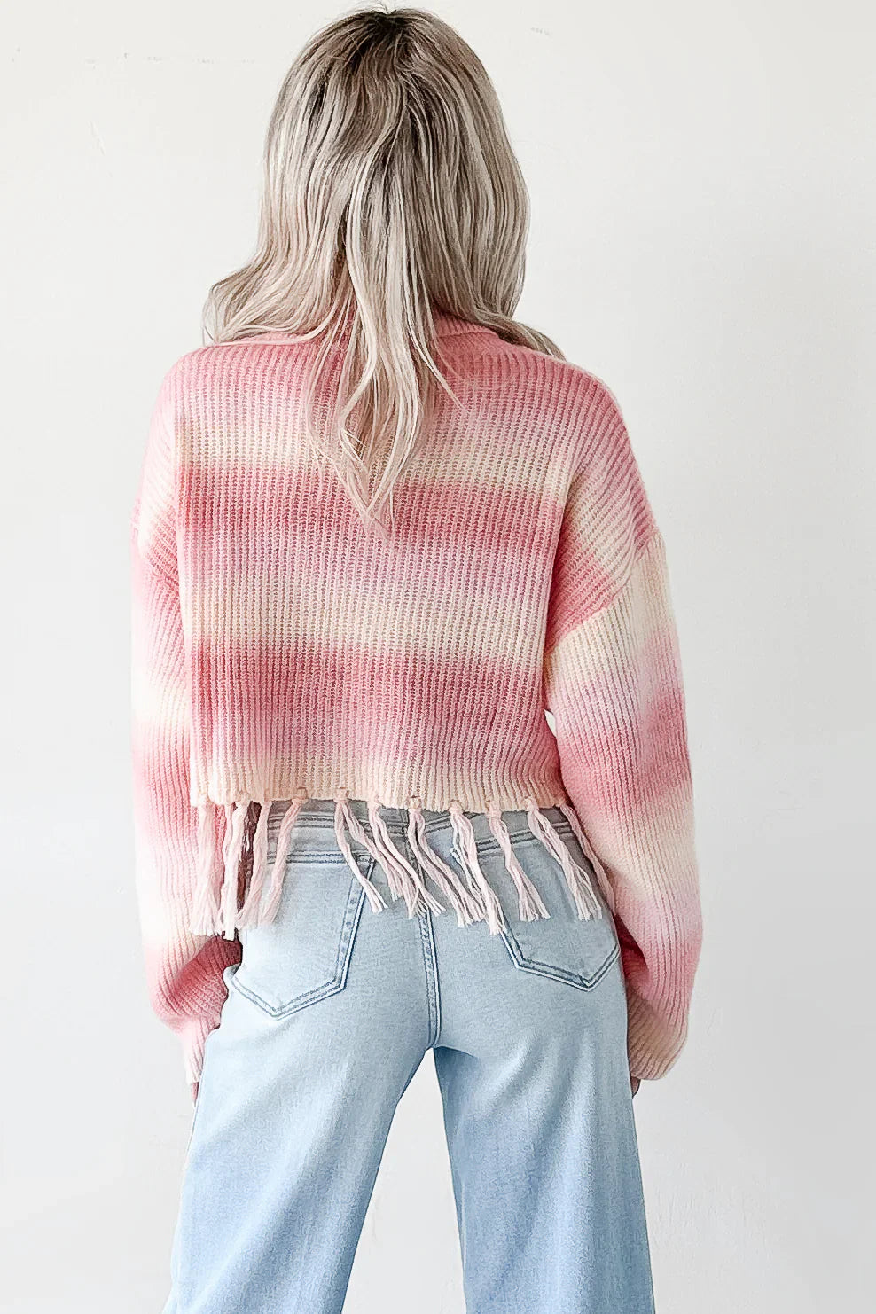 NanaMacs Life In Color Ombre Stripe Tassel Sweater (Pastel Peach)