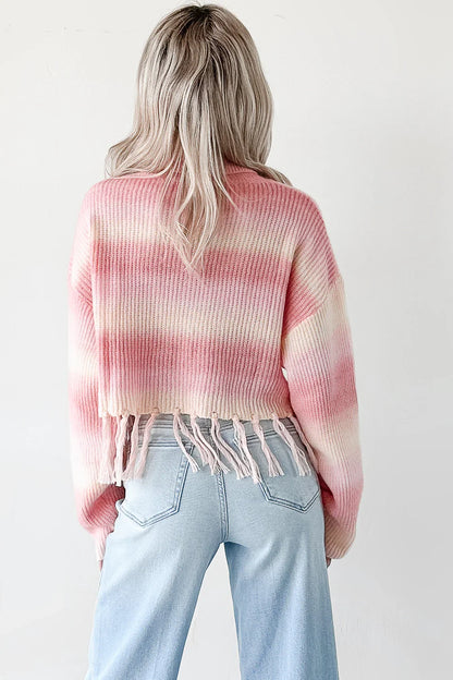 NanaMacs Life In Color Ombre Stripe Tassel Sweater (Pastel Peach)
