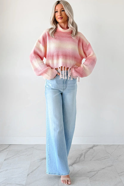 NanaMacs Life In Color Ombre Stripe Tassel Sweater (Pastel Peach)