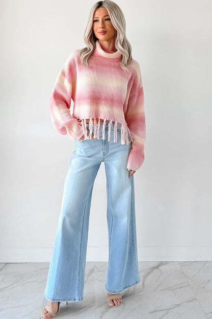 NanaMacs Life In Color Ombre Stripe Tassel Sweater (Pastel Peach)