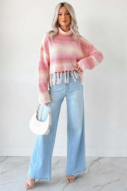 NanaMacs Life In Color Ombre Stripe Tassel Sweater (Pastel Peach)