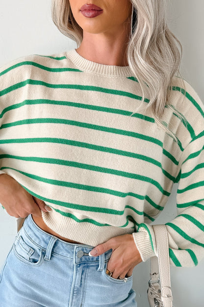 NanaMacs Morning Rituals Striped Button Detail Sweater (Green)