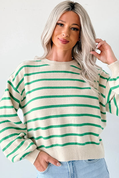 NanaMacs Morning Rituals Striped Button Detail Sweater (Green)