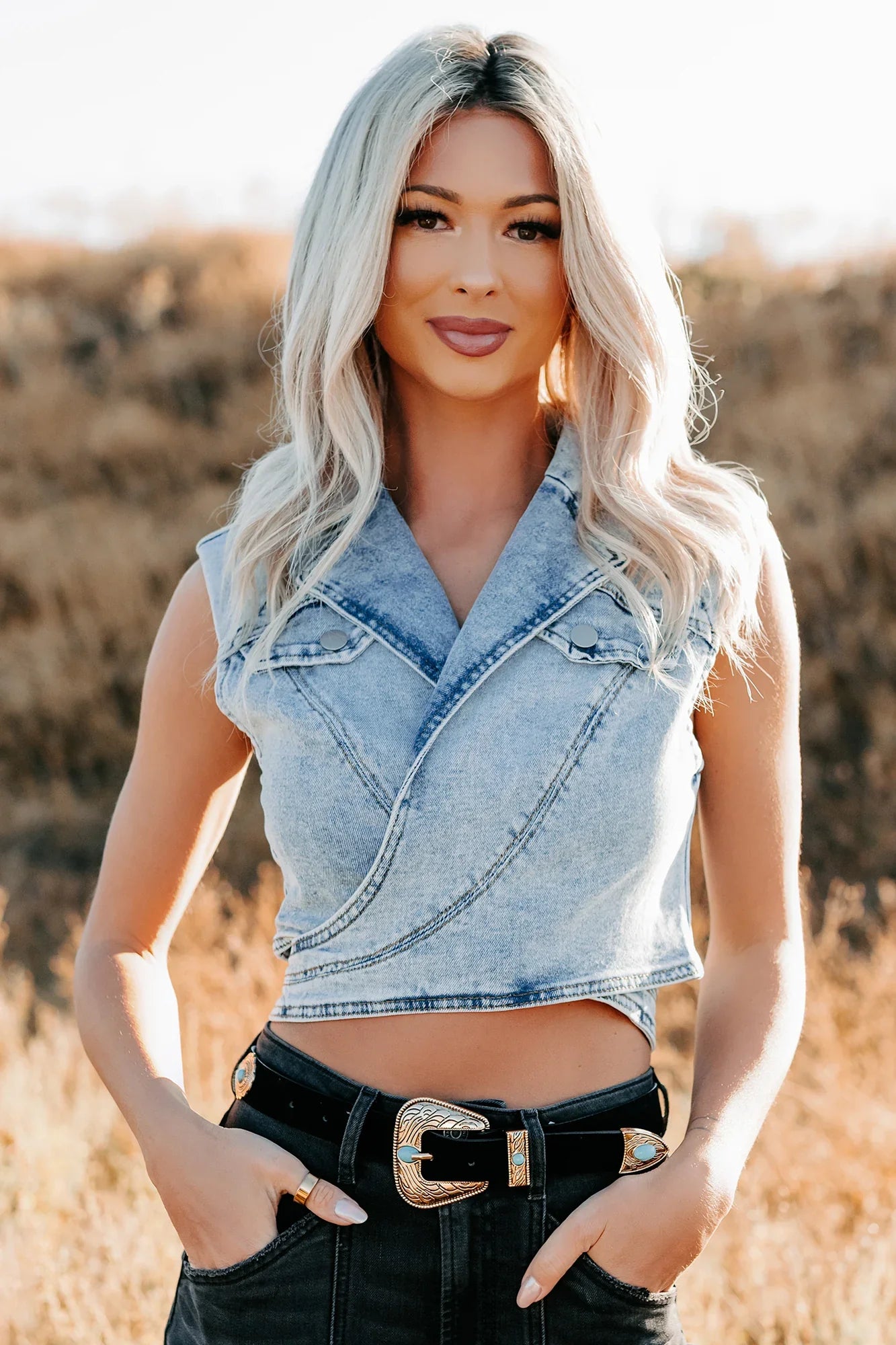 NanaMacs Chasing You Denim Wrap Vest (Light)