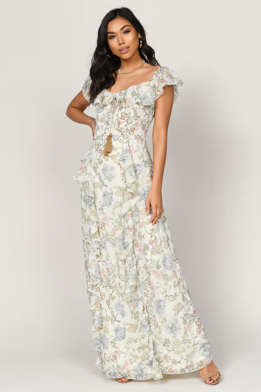 Tobi Layna Floral Ruffle Maxi Dress