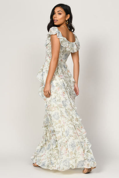 Tobi Layna Floral Ruffle Maxi Dress