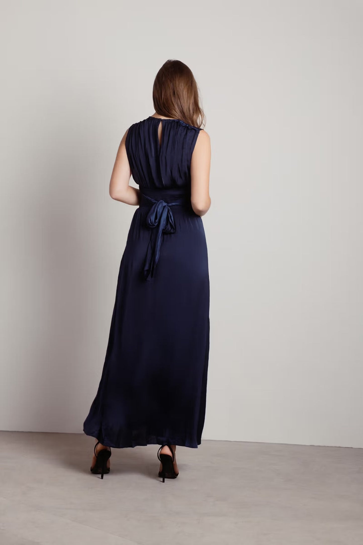 Tobi Goddess Satin Smocked Maxi Dress