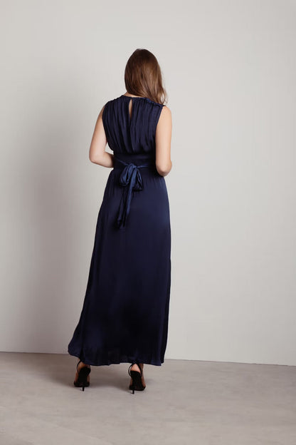Tobi Goddess Satin Smocked Maxi Dress
