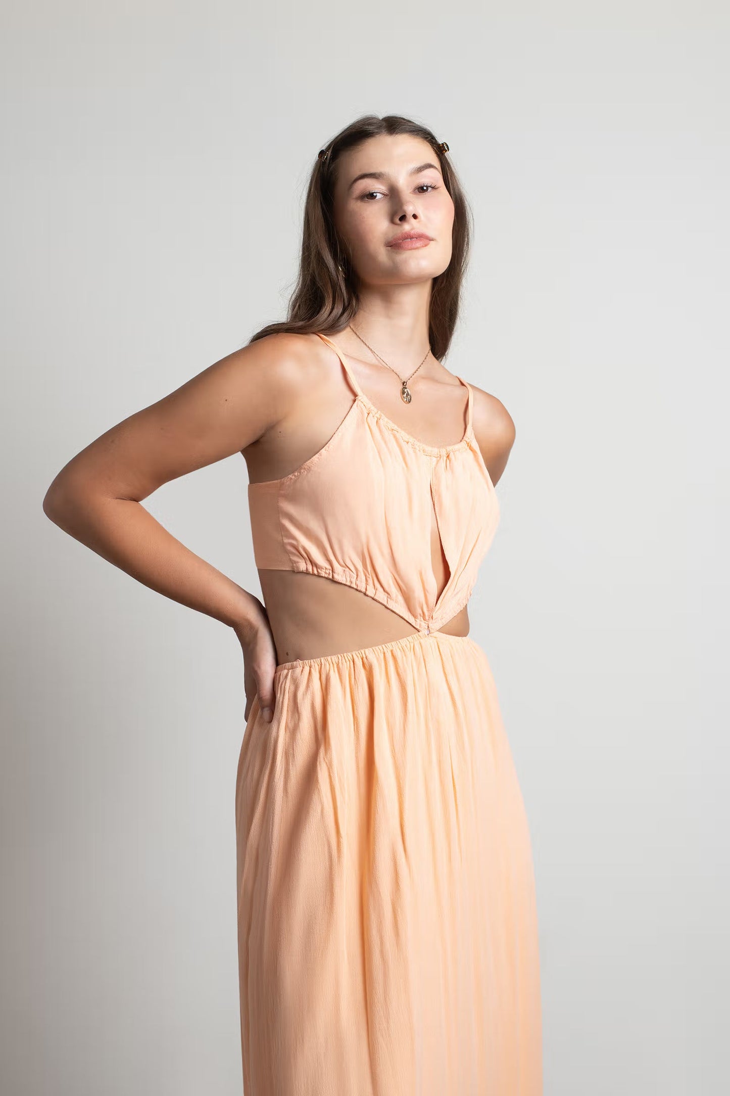Tobi Sherbert Summer Cutout Tiered Maxi Dress