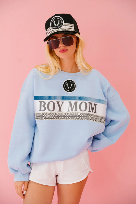 Judith March BOY MOM RIBBON BLUE PULLOVER