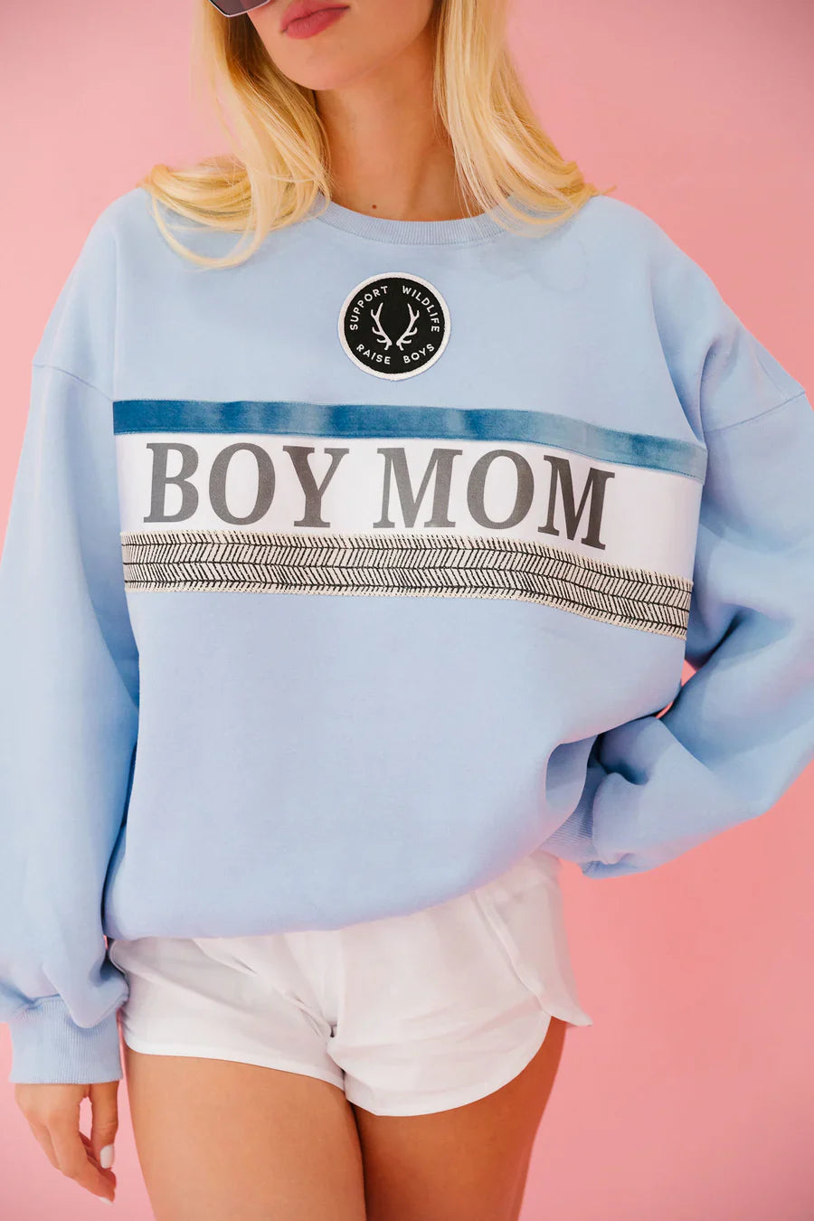 Judith March BOY MOM RIBBON BLUE PULLOVER