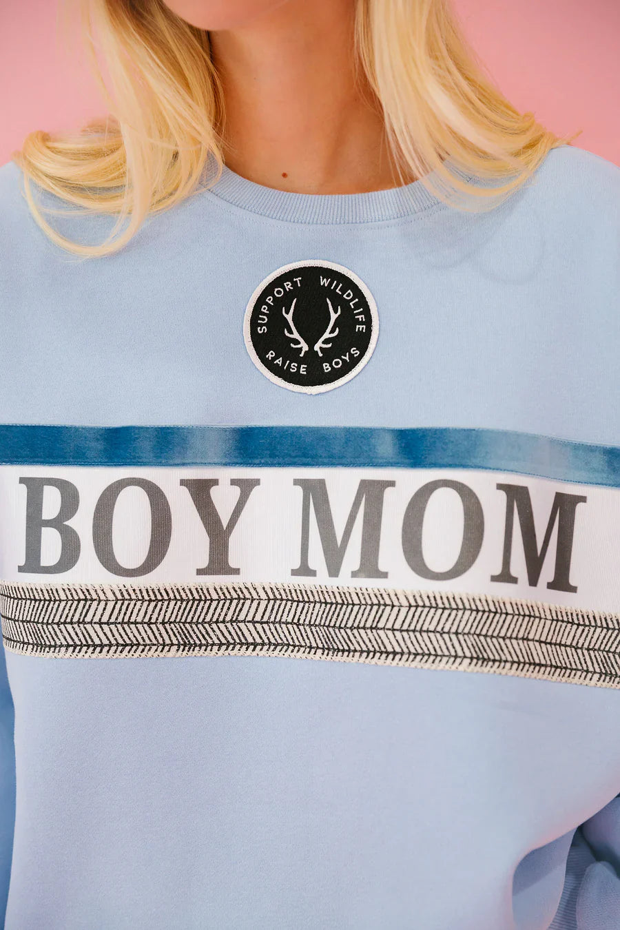 Judith March BOY MOM RIBBON BLUE PULLOVER