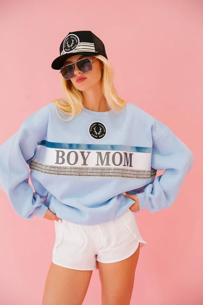 Judith March BOY MOM RIBBON BLUE PULLOVER