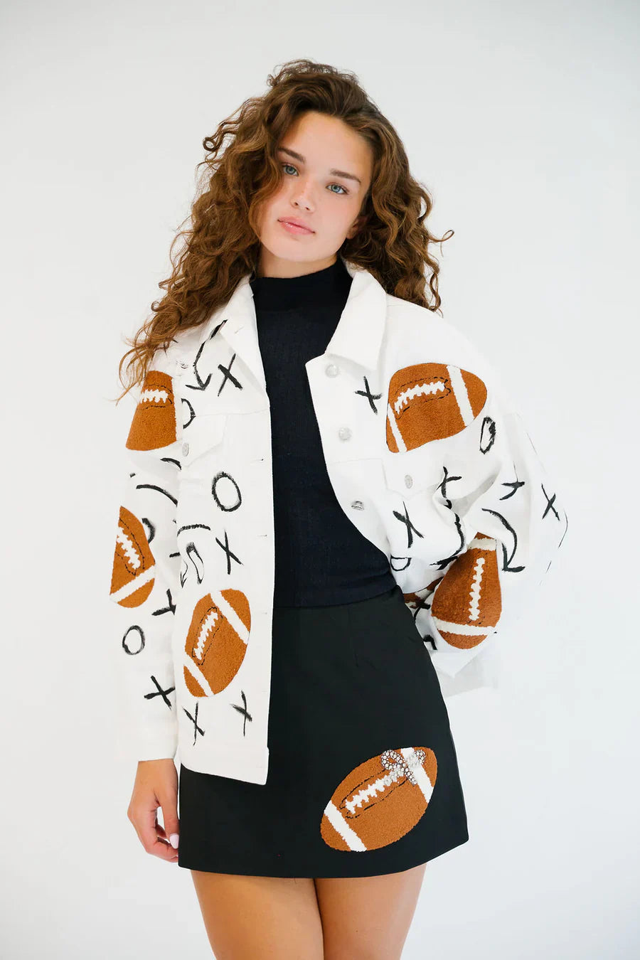 Judith March TAILGATE CLUB HAND PAINTED WHITE JACKET