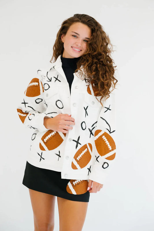 Judith March TAILGATE CLUB HAND PAINTED WHITE JACKET