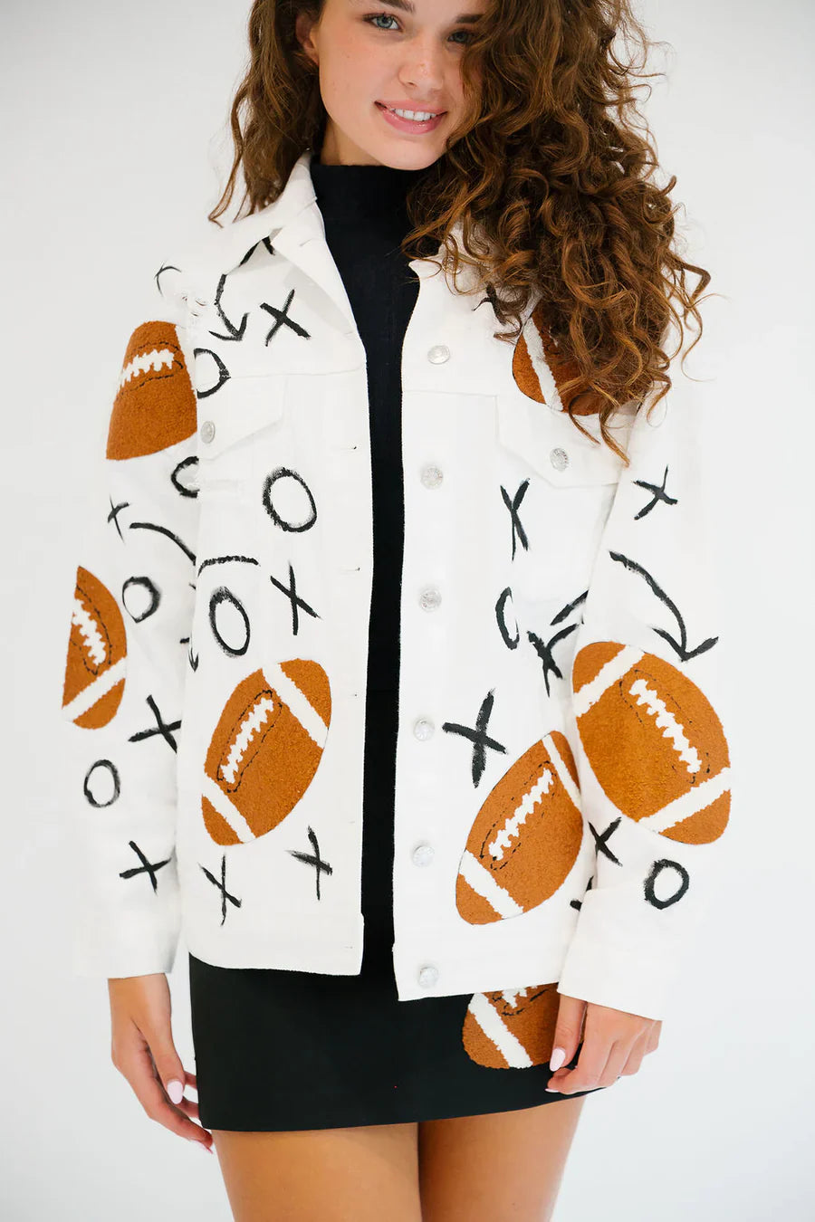 Judith March TAILGATE CLUB HAND PAINTED WHITE JACKET