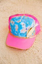 Judith March ABSTRACT SURFERS PINK TRUCKER HAT