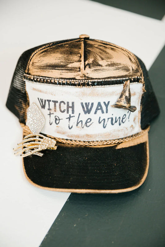 Judith March WITCH WAY TO THE WINE TRUCKER HAT
