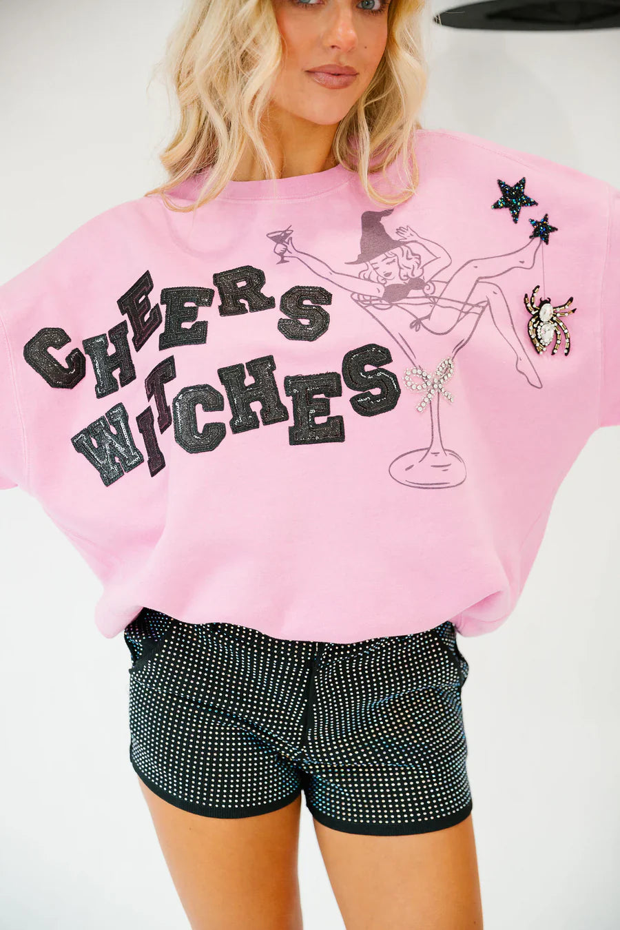 Judith March CHEERS WITCHES PINK PULLOVER