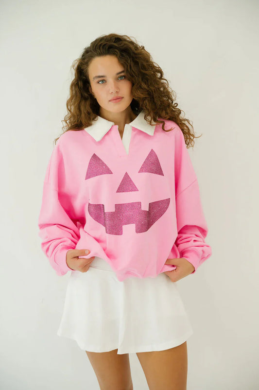 Judith March JACK O' LANTERN PINK CREW NECK