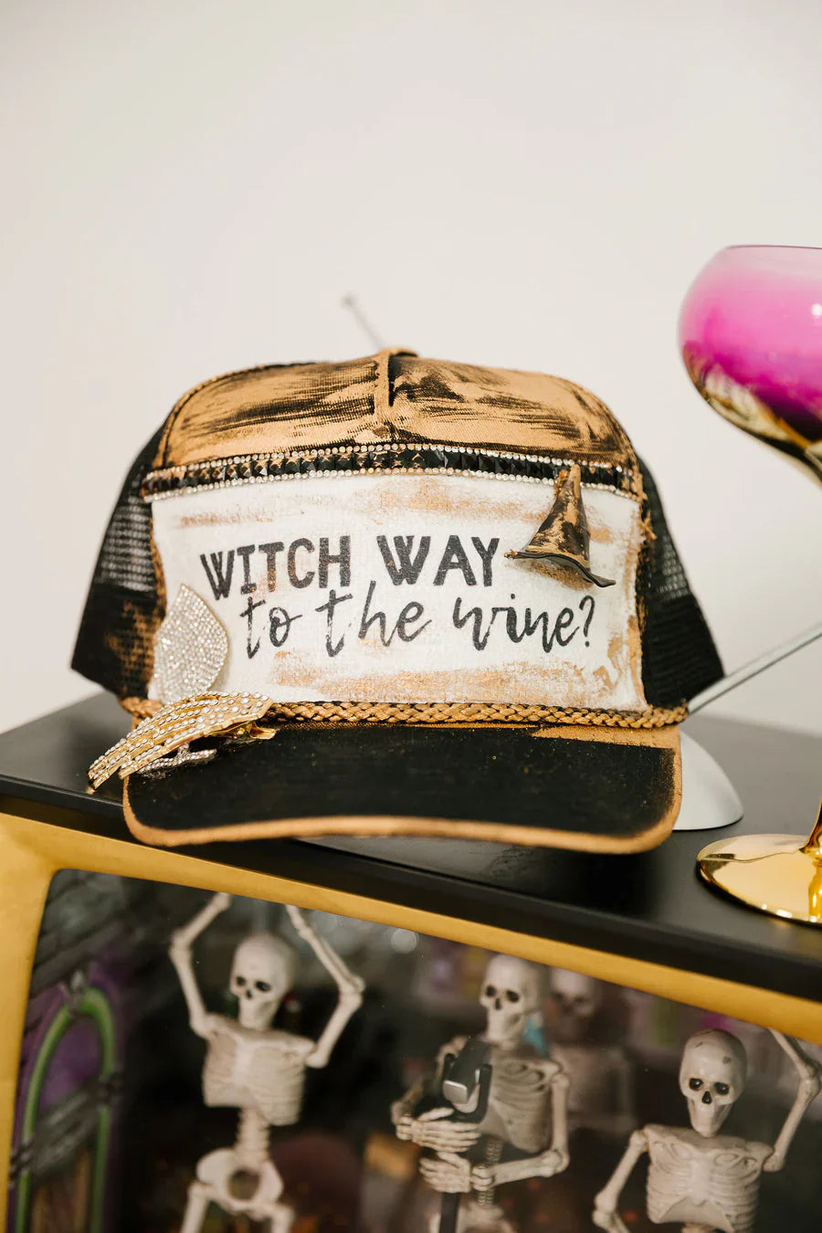 Judith March WITCH WAY TO THE WINE TRUCKER HAT
