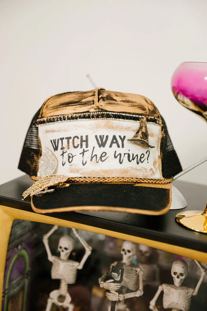 Judith March WITCH WAY TO THE WINE TRUCKER HAT
