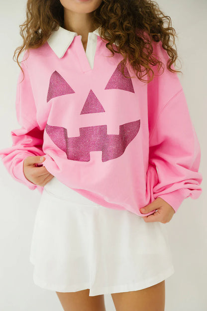 Judith March JACK O' LANTERN PINK CREW NECK