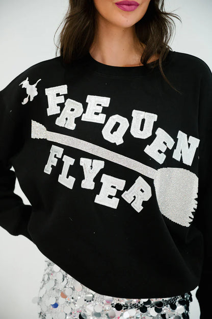 Judith March FREQUENT FLYER SILVER SPARKLE BLACK PULLOVER