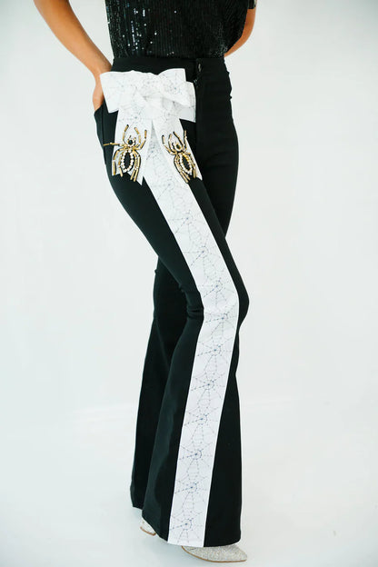 Judith March SPOOKY SPIDER BOW BLACK FLARES