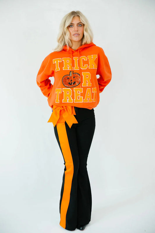 Judith March TRICK OR TREAT ORANGE VARSITY HOODIE