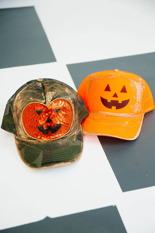 Judith March JACK O' LANTERN ORANGE TRUCKER HAT