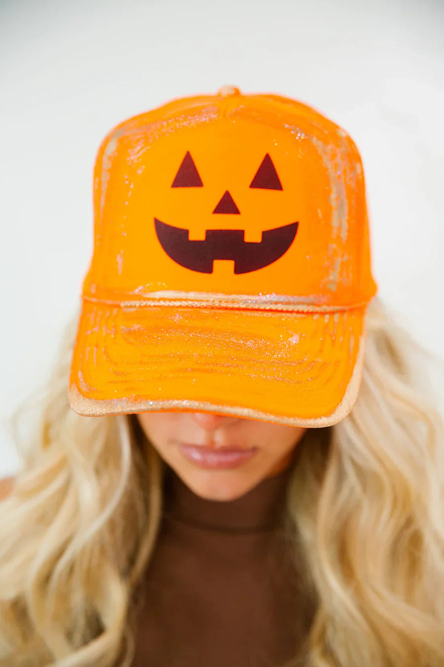 Judith March JACK O' LANTERN ORANGE TRUCKER HAT