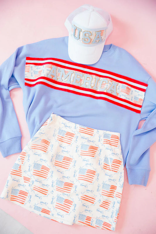 Judith March AMERICA STRIPED BLUE PULLOVER