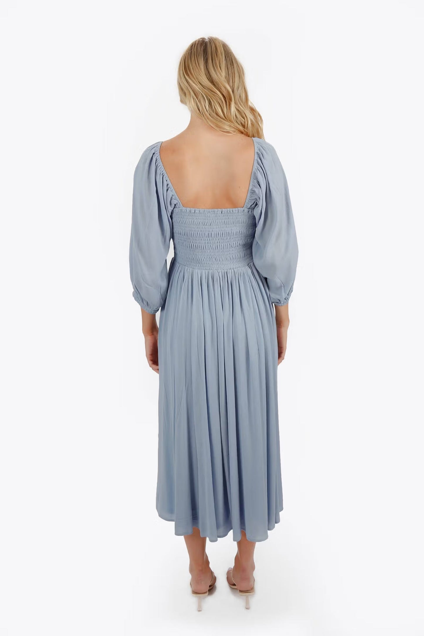Tobi Ariadne Geri Dress Square Neck Smocked Midi Dress
