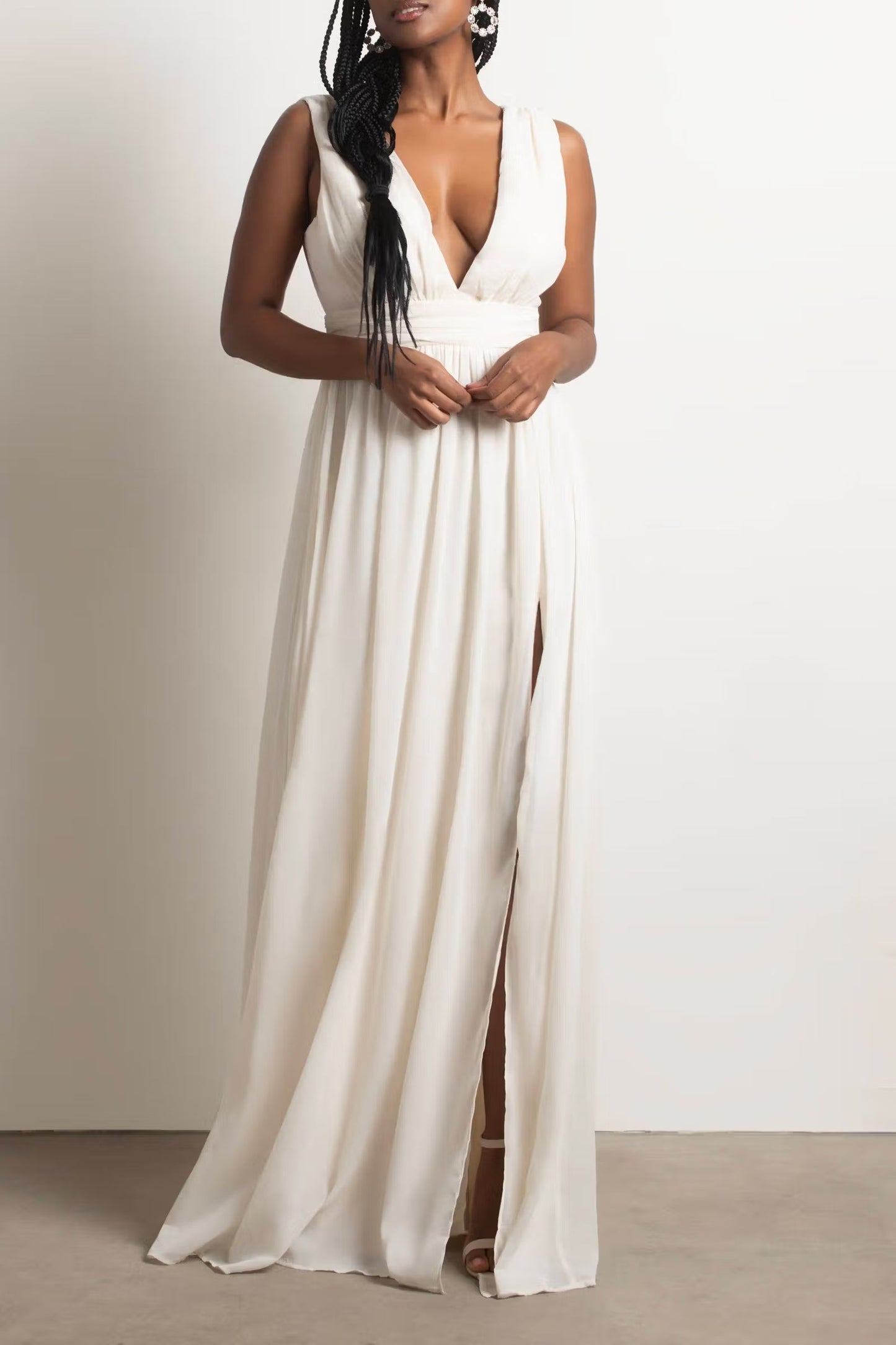 Tobi Everlasting Moment Plunging High Slit Maxi Dress