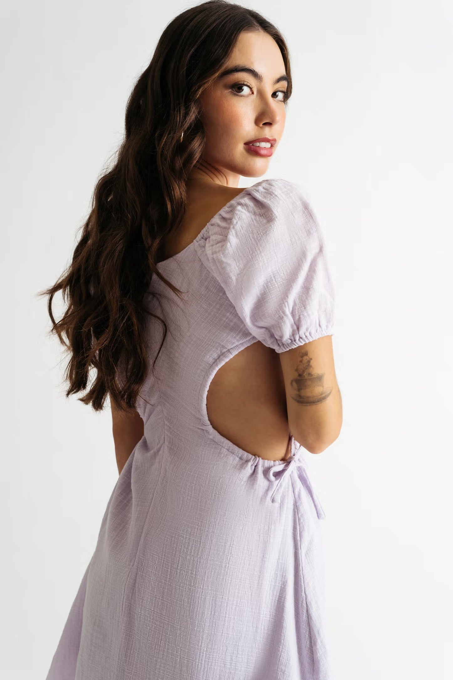 Tobi Danica Puff Sleeve Cutout Mini Dress x2