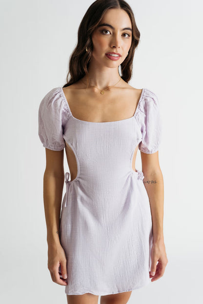 Tobi Danica Puff Sleeve Cutout Mini Dress x2