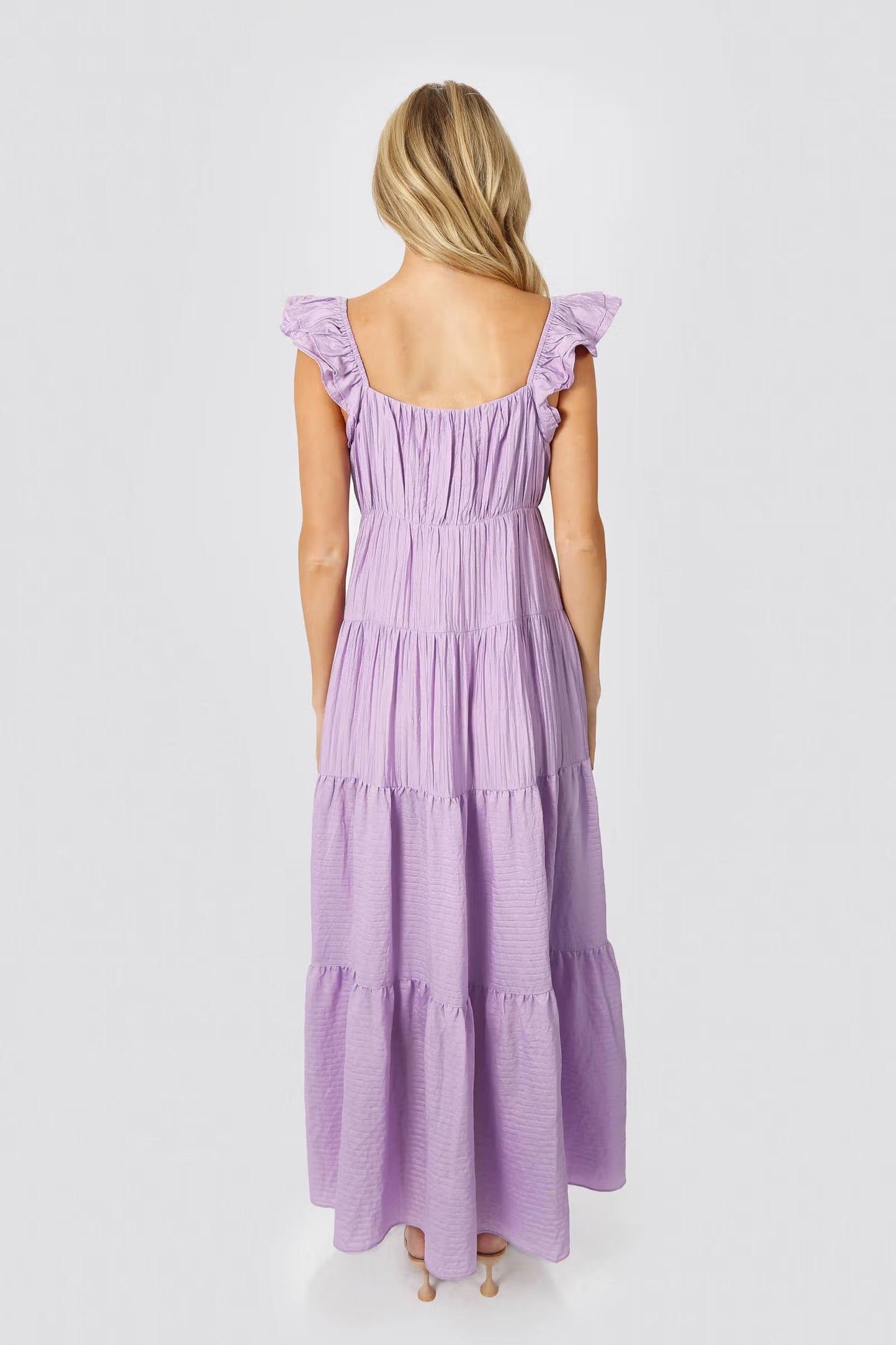 Tobi Mary Jane Tiered Ruffled Sleeves Maxi Dress