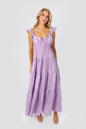 Tobi Mary Jane Tiered Ruffled Sleeves Maxi Dress