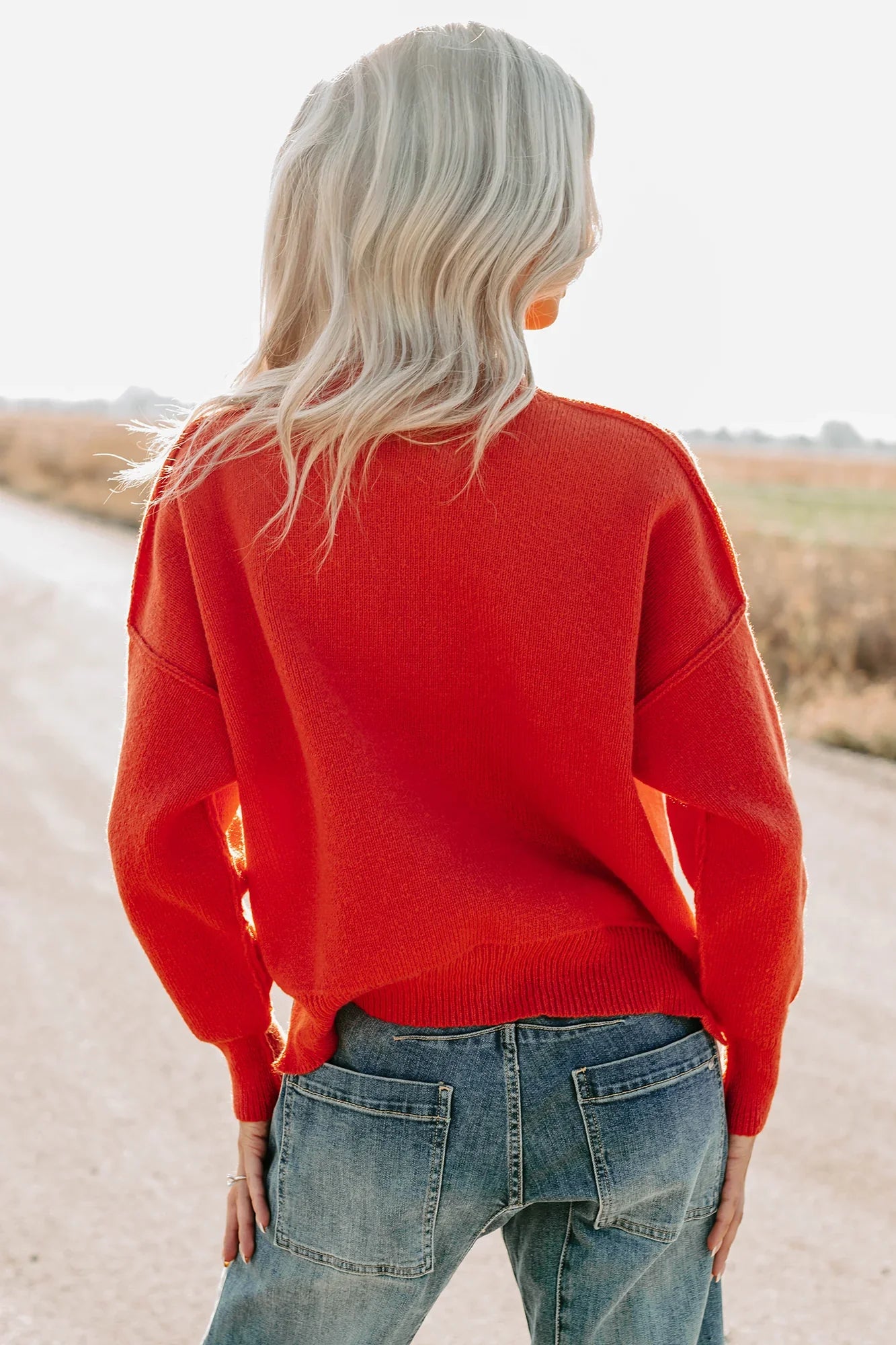 NanaMacs Evening Nest Reverse Stitch Knit Sweater (Red)
