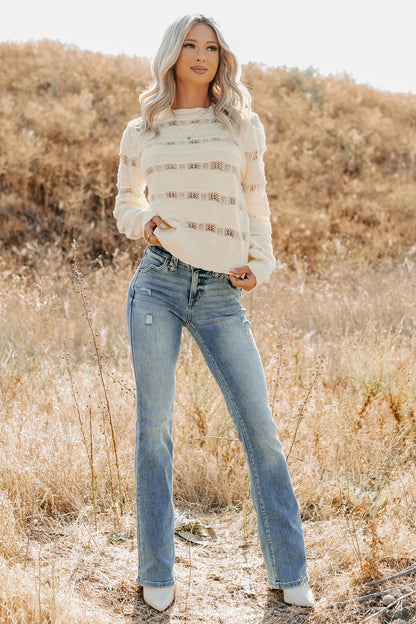 NanaMacs Quiet Mornings Open Knit Detailed Sweater (Cream)