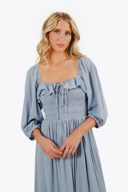 Tobi Ariadne Geri Dress Square Neck Smocked Midi Dress