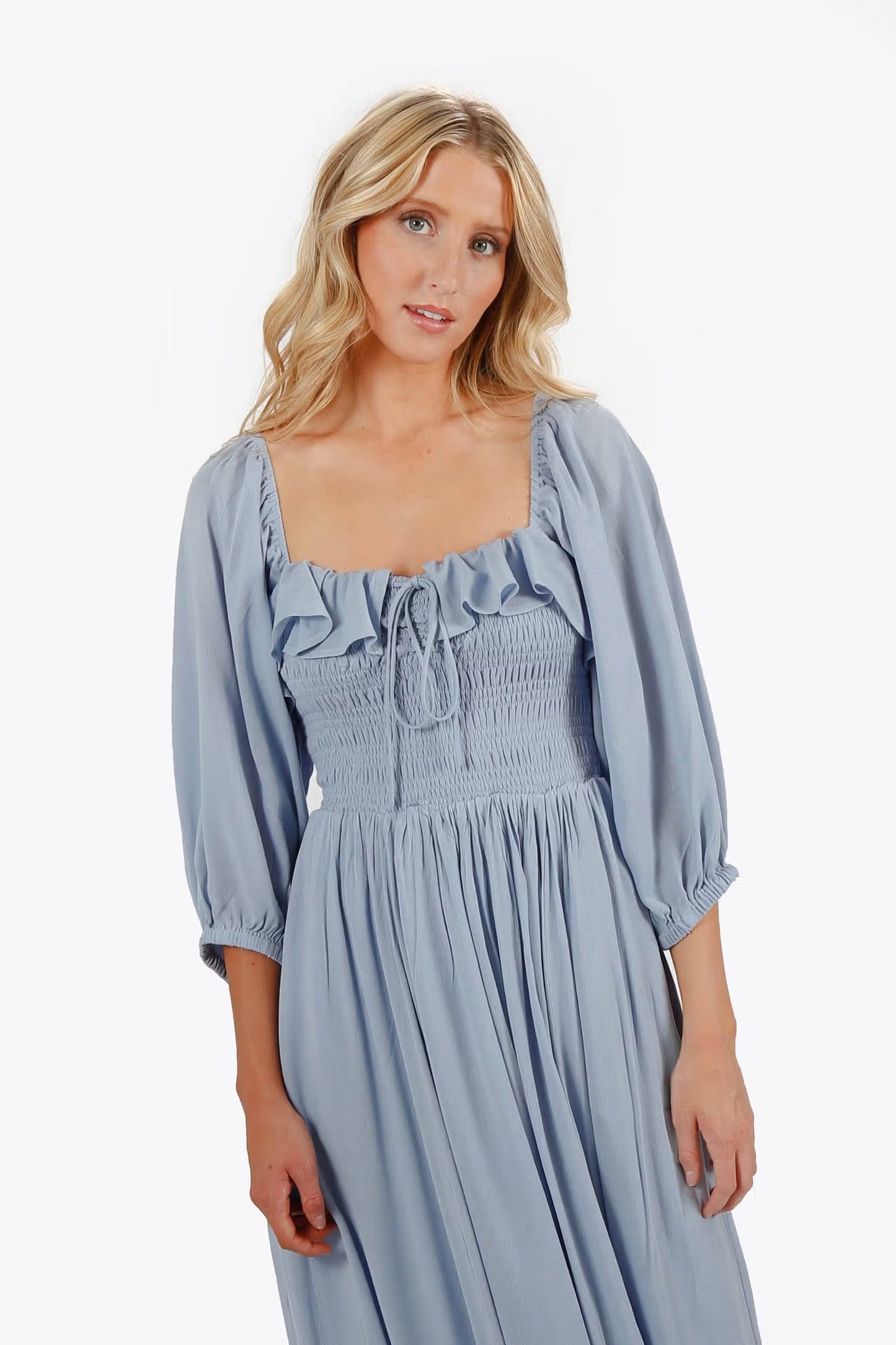 Tobi Ariadne Geri Dress Square Neck Smocked Midi Dress