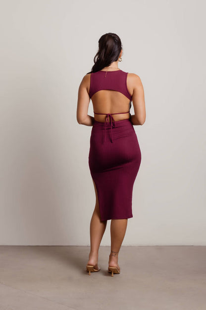 Tobi Katara Ribbed Open Back Midi Dress x2